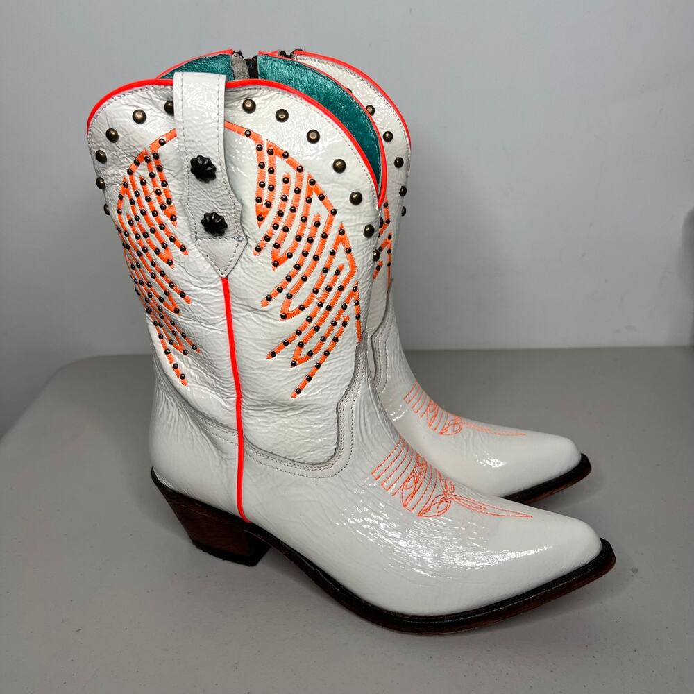 Corral White Neon Orange Cowboy Western Boots Size 39/8.5 - Picture 5 of 10